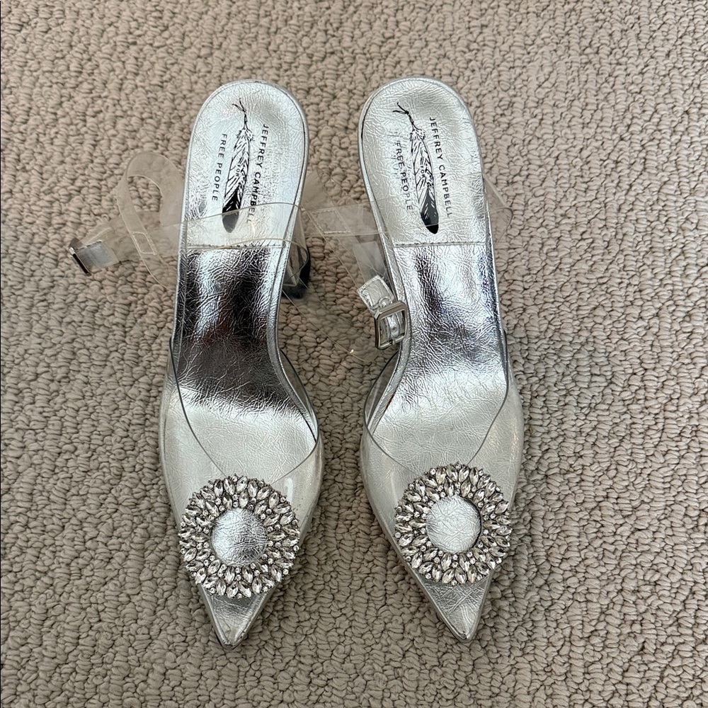 Jeffrey Campbell Silver Embellished Heels